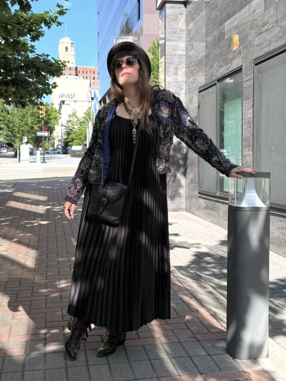 Sam Edelman Black Accordian Pleated Plisse Satin Sleeveless A Line Midi Dress S - Picture 4 of 13